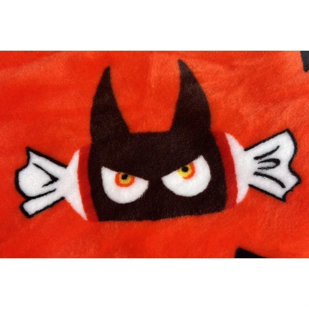 Tootsie Roll Candy Halloween Plush Throw Blanket 60 x 70 Orange/Black
